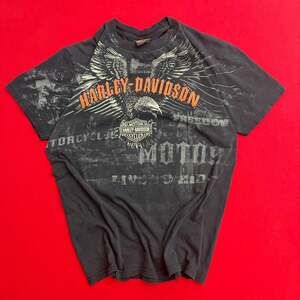 Y2K Harley Davidson T-Shirt FADED BIKER Eagle size LARGE
